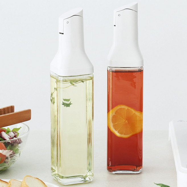 1+1 네오플램 자동개폐 슬림 오일병 세트 화이트, 2개, 500ml