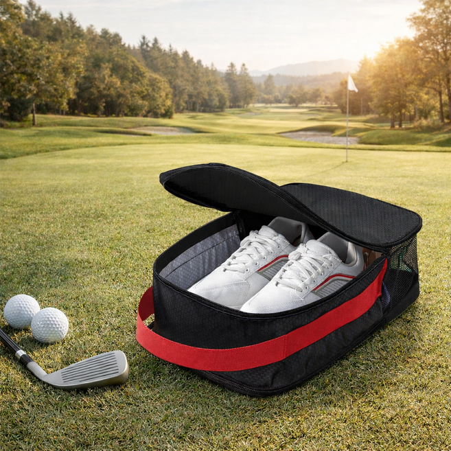 앤루프 2단 분리형 골프 슈즈백 신발주머니, 1개, 레드