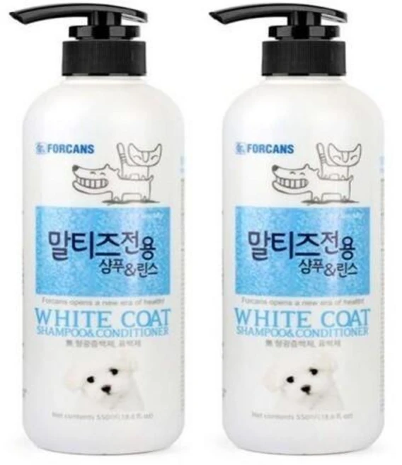포켄스 말티즈 전용 샴푸 & 린스, 2개, 550ml - 쿠팡