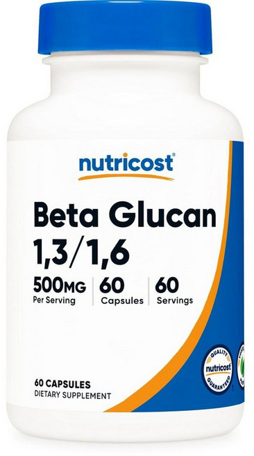 미국 뉴트리코스트 Nutricost Beta Glucan Capsules 베타글루칸 500mg 캡슐, 1개, 60정
