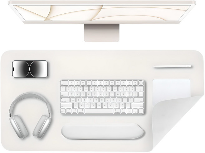 그리디파머스 경량형 가죽 마우스 키보드 책상 장패드, 1개, 01 바닐라크림