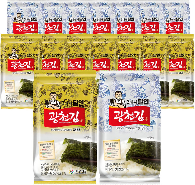 3대째 달인 재래 파래 혼합 광천김, 4g, 1개