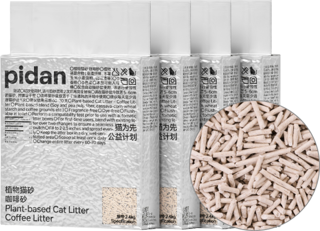 pidan 植物貓砂 咖啡砂 2.4kg, 1個, 4包組, 6L, 咖啡香