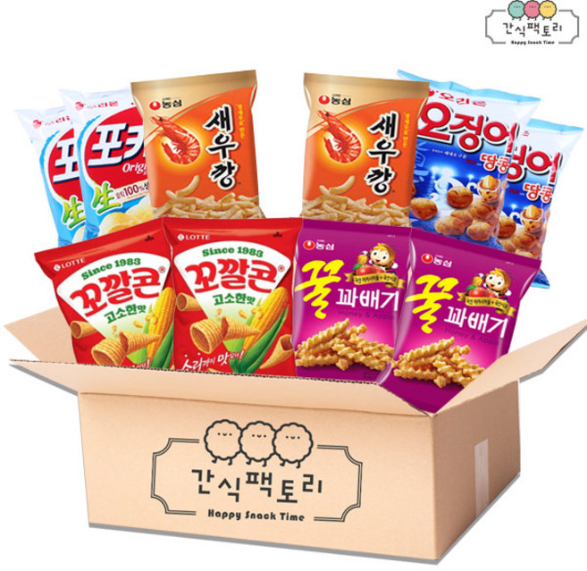 [간식팩토리] 새우깡 오징어땅콩 포카칩등 인기과자세트 5종 과자세트 총10개, 10개