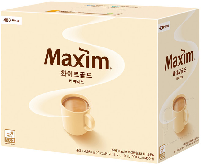 맥심 화이트골드 커피믹스 400T, 11.7g, 1개입, 400개
