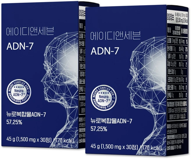ADN-7 에이디엔세븐 키즈 뉴로밸런스 집중력 뇌 영양제 기억력 공부 건강 어린이 청소년 수험생, 2개, 30정 - 쿠팡