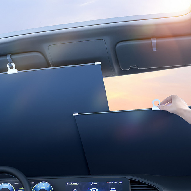파인굿즈 자동차 앞유리 햇빛가리개 1초설치 흡착식 원터치, 1개