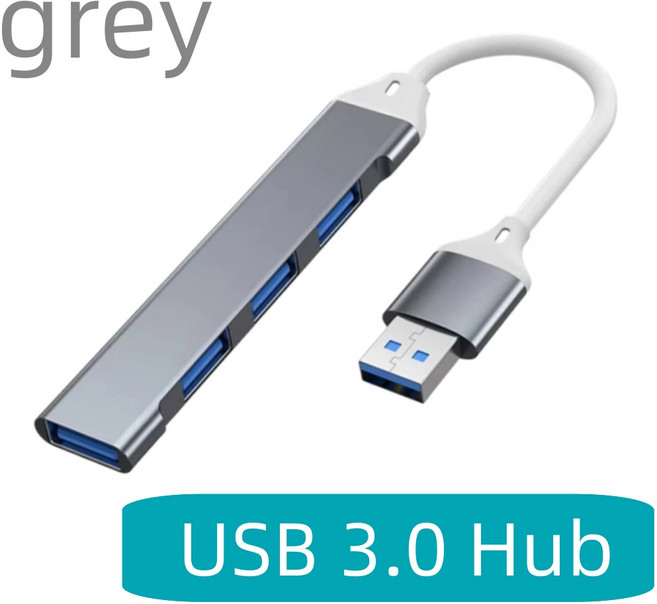 4포트 멀티 브랜치 USB 3.0 허브 C타입 도킹 스테이션 어댑터 OTG PC 2.0 화웨이 맥북 프로 호환, 1개, [03] USB HUB-Grey