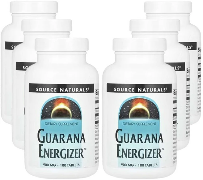 소스네츄럴스 과라나 에너자이저 900mg, 6개, 100정 - 쿠팡