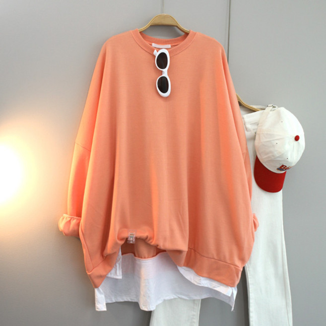 달콩 여성 빅사이즈 롱맨투맨 롱티 국내제작 루즈핏 55~99 빵빵레이어드오버핏맨투맨