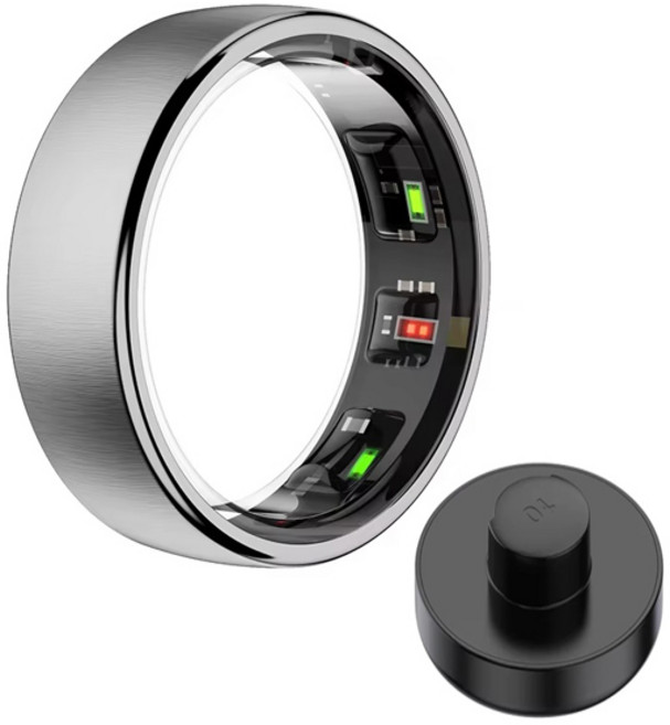 R10 5ATM 방수 IP68 링 남성 여성 건강 수면 모니터 Smartring 무선 충전 피트니스 Andriod IOS, 10, silver