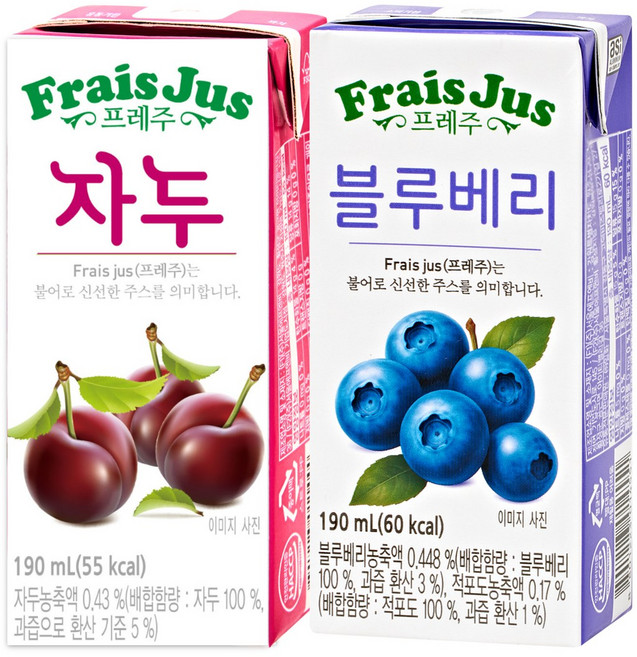일화 프레주 팩음료 자두+블루베리, 48개, 190ml