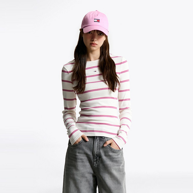 타미힐피거 슬림 에센셜 립 롱 슬리브 (T32F7TTO03TWT10FB)