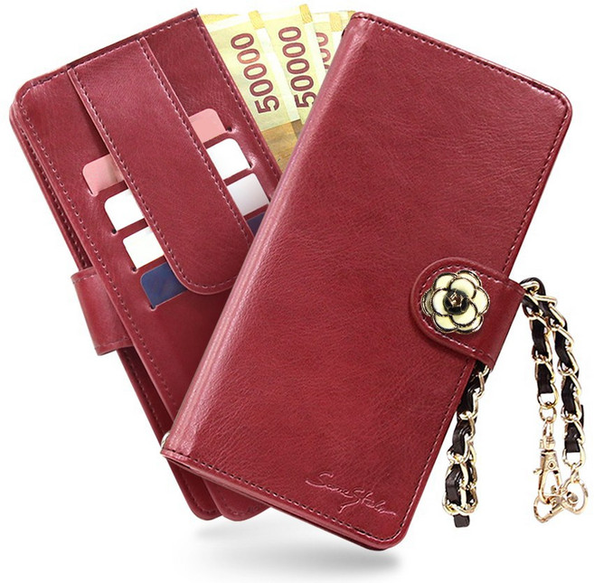 엘리제FW 꽃장식 손목줄체인 카드흘림방지 지갑형 휴대폰케이스