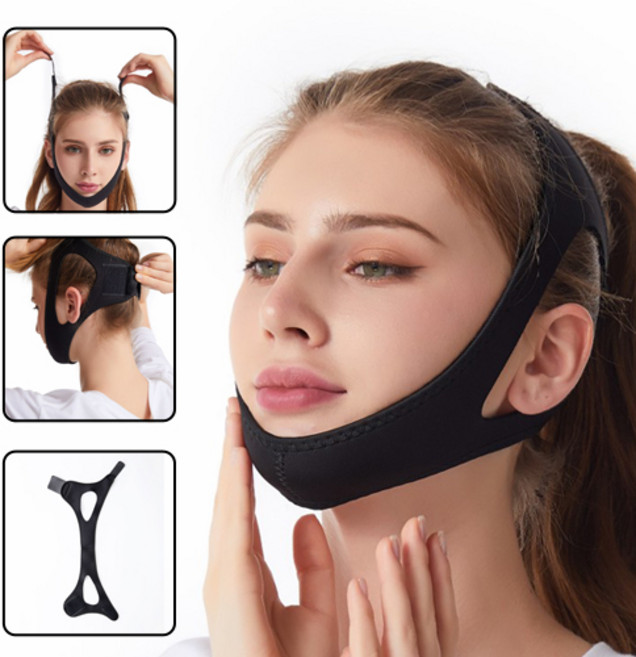 올라이프지 브이라인 얼굴 리프팅 밴드 이중 턱살 관리, 1개, 일반형 블랙