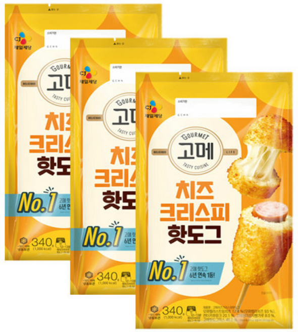 CJ 고메 치즈크리스피 핫도그, 340g