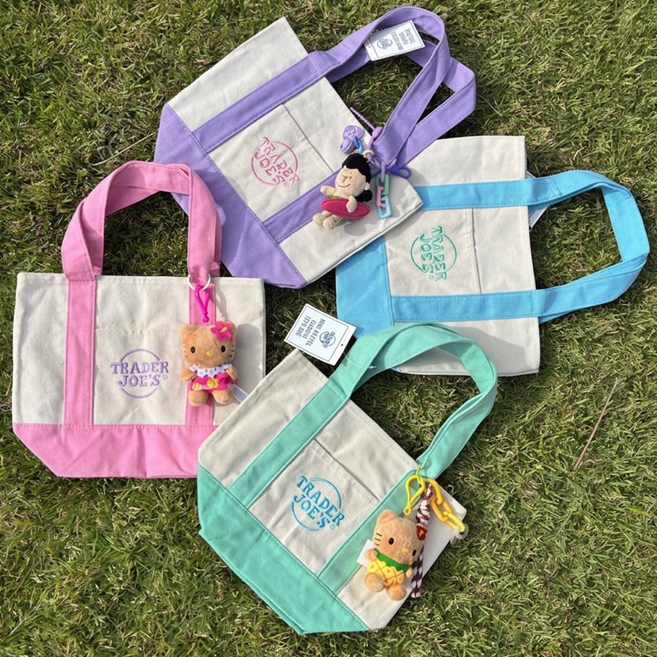 트레이더조 에코백 미니 파스텔 토트백 캔버스백