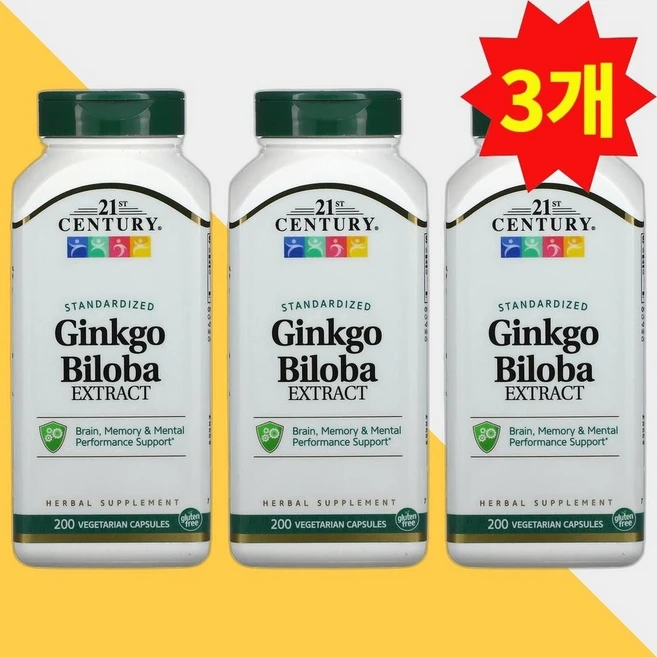 21세기센트리 징코빌로바 은행나무 추출물 60mg 200캡슐 ginkgo 3개, 200정 - 쿠팡