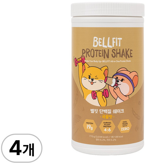 벨핏단백질쉐이크 곡물맛, 4개, 770g
