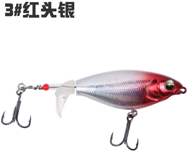 浮水迷你小拖拉機 70mm/6g/10g 水面系路亞餌, 3#紅頭銀,8cm/10g鍍錫加強血槽三本鉤, 1個