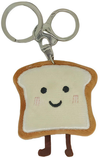 可愛微笑吐司造型 柔軟絨毛包包掛飾 鑰匙扣, 毛絨「吐司乖乖」悠遊卡鑰匙圈, 1個