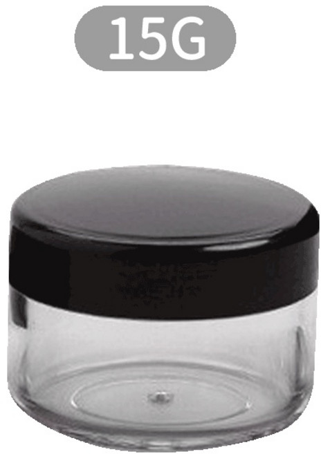 面霜罐 迷你保鮮盒 乳液試用 收納飾品, 1個, 黑蓋透明瓶15G