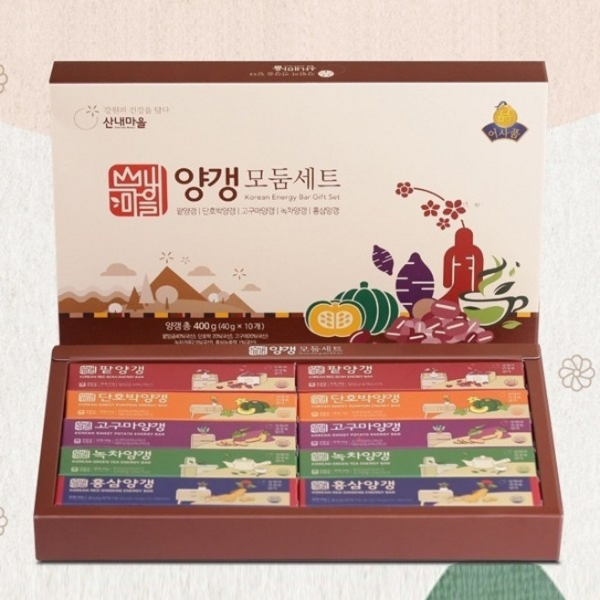 수제 모둠 양갱세트 10개입(팥2 단호박2 고구마2 녹차2 홍삼2)+쇼핑백, 40g, 1세트
