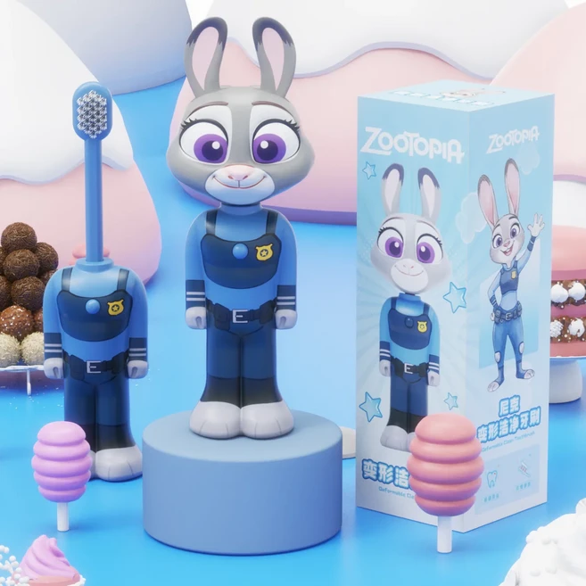 쿠쿠스토어 만화 Zootopia 2 어린이 칫솔 변형 가능 접이식 부드러운 강모 닉 주디 유아 관리 브러쉬를 위, 03 Judy - 1pcs