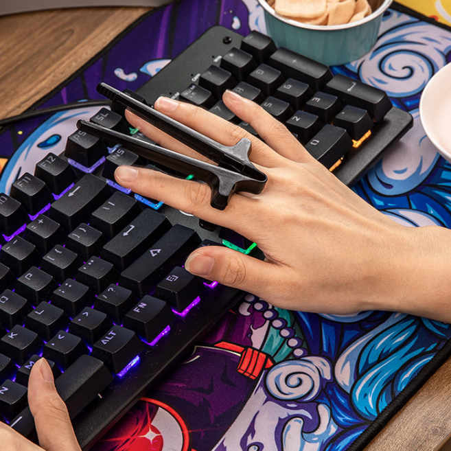 펄스기어 게이밍 젓가락 손가락 과자 집게 4개 세트, 블랙, 1세트