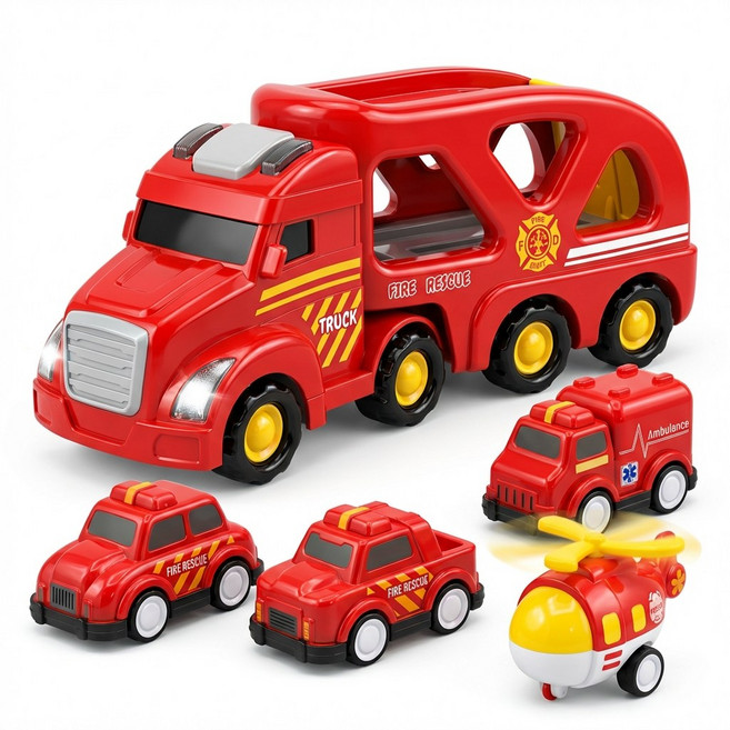 릴라코 2세대 소방차 장난감 미니자동차 5종세트, 1개, 레드