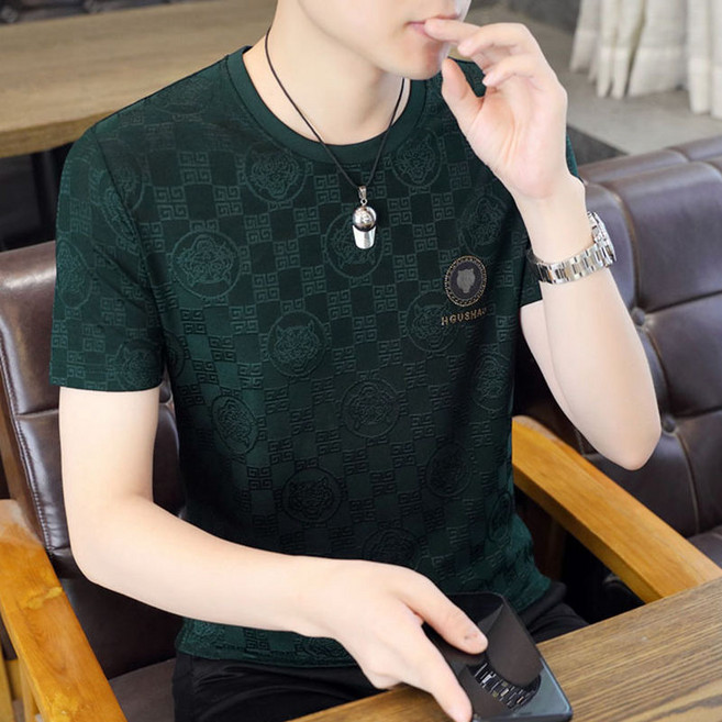 남성용 반팔 티셔츠 얇고 루즈핏 캐주얼 티셔츠 청년 남성 운동 피트니스 속건성 통기성