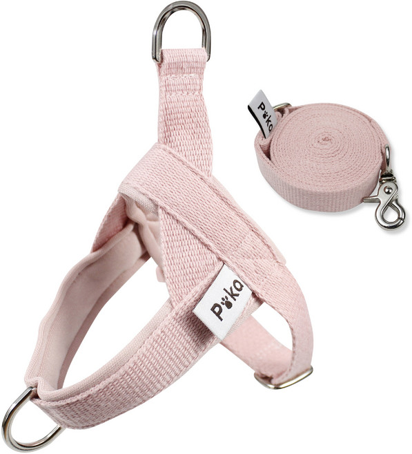 포카펫 강아지 초경량 앞섬방지 하네스 세트, 파스텔핑크, 1개