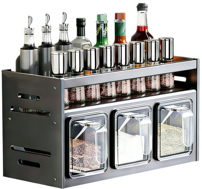 주방 정리 선반 양념정리대 대용량 다단형 주방수납용, 회색, 1개