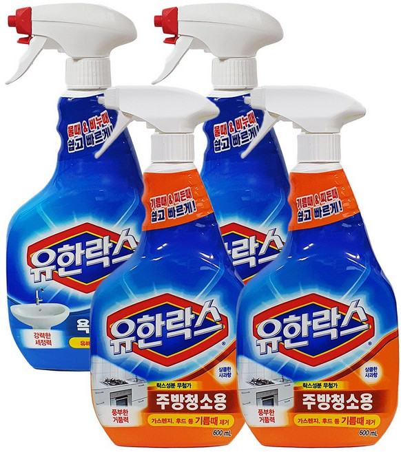 유한락스 세정제 [대용량] 600+600ml세트 욕실용 1세트+주방용 1세트, 1세트, 500ml
