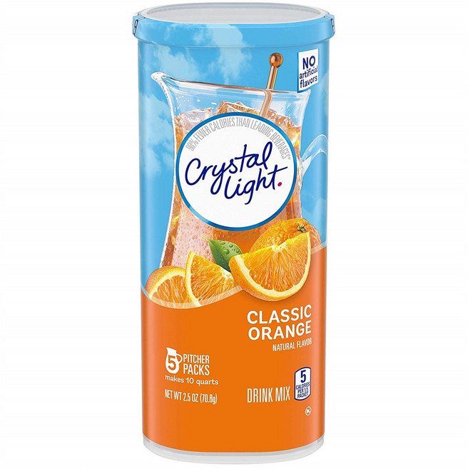 Crystal Light 크리스탈라이트 클래식 오렌지 파우더 드링크 믹스 70.8g 12팩, 1개입