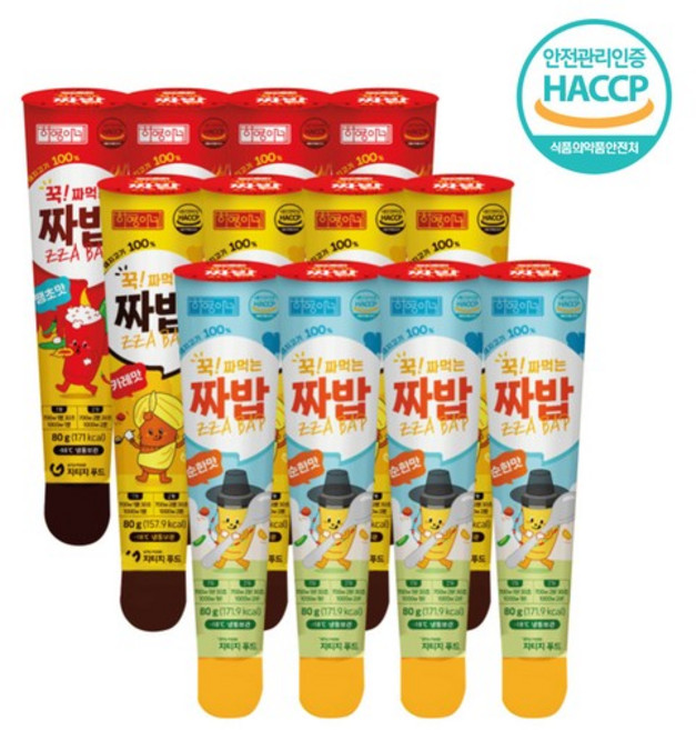 하영이네 짜먹는 주먹밥 짜밥 떡갈비맛 4개+카레맛 4개+매운맛 4개, 없음, 80g