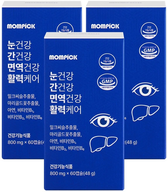 맘픽 눈건강 간건강 면역건강 활력 케어 루테인 밀크씨슬 아연 영양제, 3개, 60회분 - 쿠팡