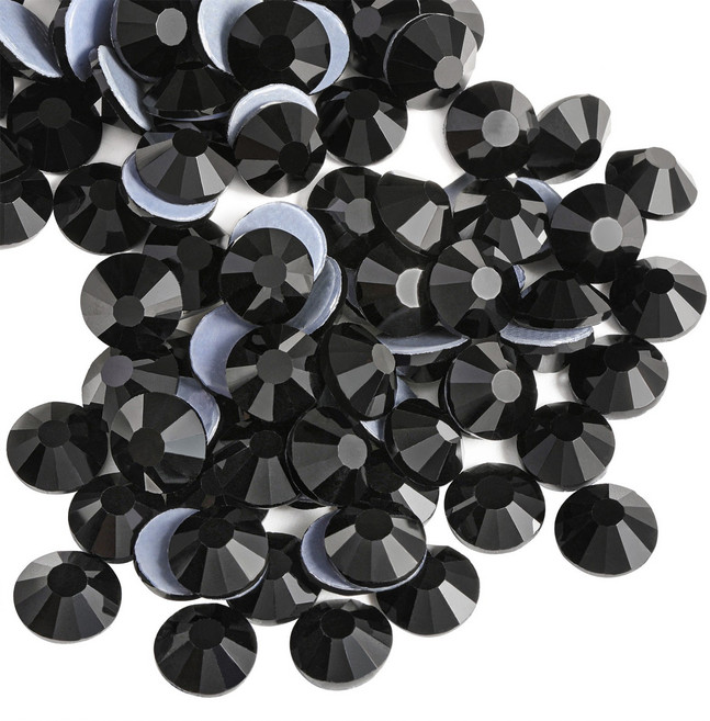 Beadsland(비즈랜드)핫픽스 라인석 공예 의류 DIY 장식용 플랫 백 크리스탈 라인석, 1440개, 블랙,SS12,3.0-3.2mm