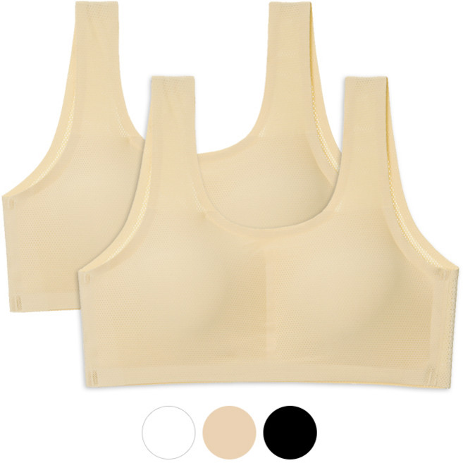 엘라운지 M-5XL 메쉬 통기성 슬리브리스 브라탑 2매세트