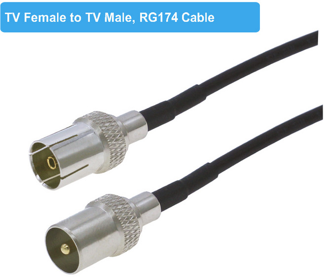 RF TV 공중 동축 케이블 90 도 수-암 위성 안테나 케이블 50 옴 RG174 피그 테일 점퍼 어댑터, TV F to TV M|10M, [01]10M, 1개
