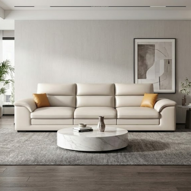 엘티제이 프리미엄 모던 가죽 소파 D2323, 아이보리