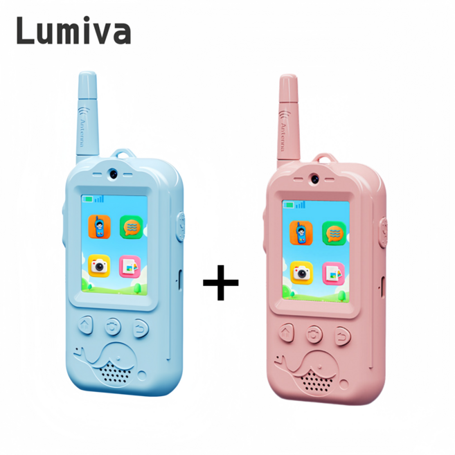 Lumiva 미니1+1 영상통화 생활무전기 초소형워키토키 귀여운 무전기 스마트장난감, 1세트, 블루+핑크