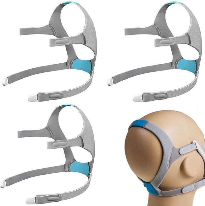 Tegneo AirFIT 핏 N20 헤드기어 Air FIT 핏/AirTOUCH 터치 마스크와 호환되는 3팩 N20용 교체용 헤드기어 스트랩 미디엄용 CPAP 용품 클립 6, 블루-3팩