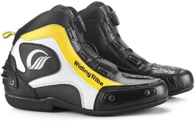 남성용 극세사 가죽 오토바이 부츠 보호 장비 신발 엔듀로 앵클, 05 A017 Yellow