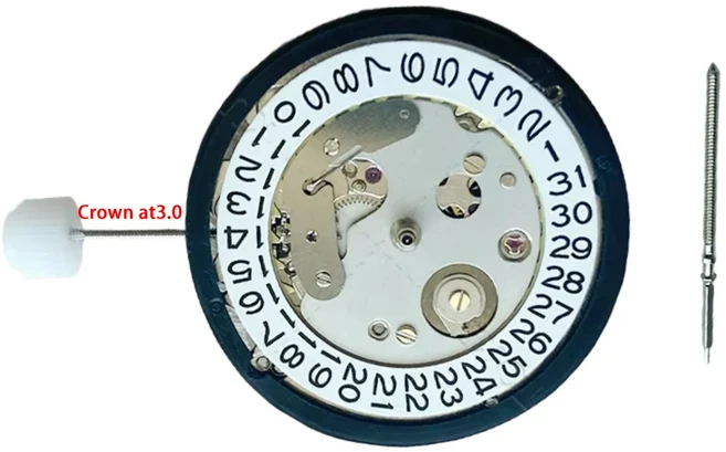 NH35A 기계식 무브먼트 중국어 버전 일본 대신 달력이 있는 3개의 핀, 01 White at 3.0