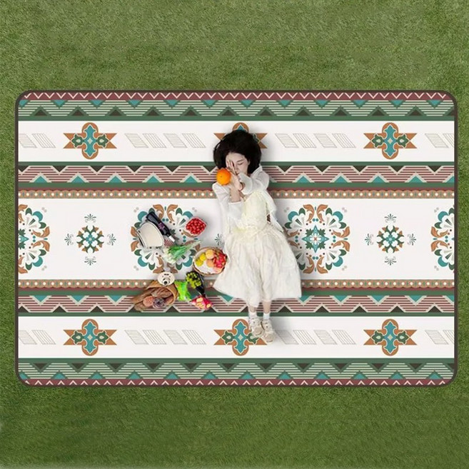 반전 대형 피크닉매트 푹신한 방수 돗자리 휴대용 접이식 캠핑러그, 그린 포레스트