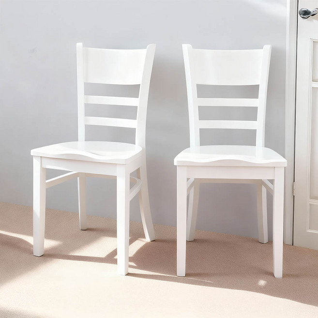 [리비니아] 케빈 원목 2인용 식탁의자 카페의자 원목의자 인테리어의자 1+1, 화이트원목, 2개