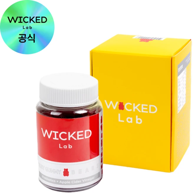위키드랩 루비구미베어 애사비 프리바이오틱스 식물성 비건 젤리 1병, 1개, 177g - 쿠팡