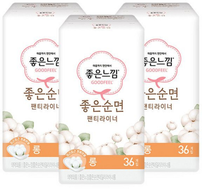 팬티라이너 롱 36매 X 3팩 좋은순면 좋은느낌