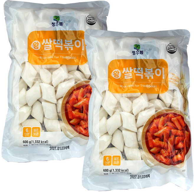 산돌식품 청우림 쫄깃쫄깃한 꼬마 쌀떡볶이, 2개, 600g